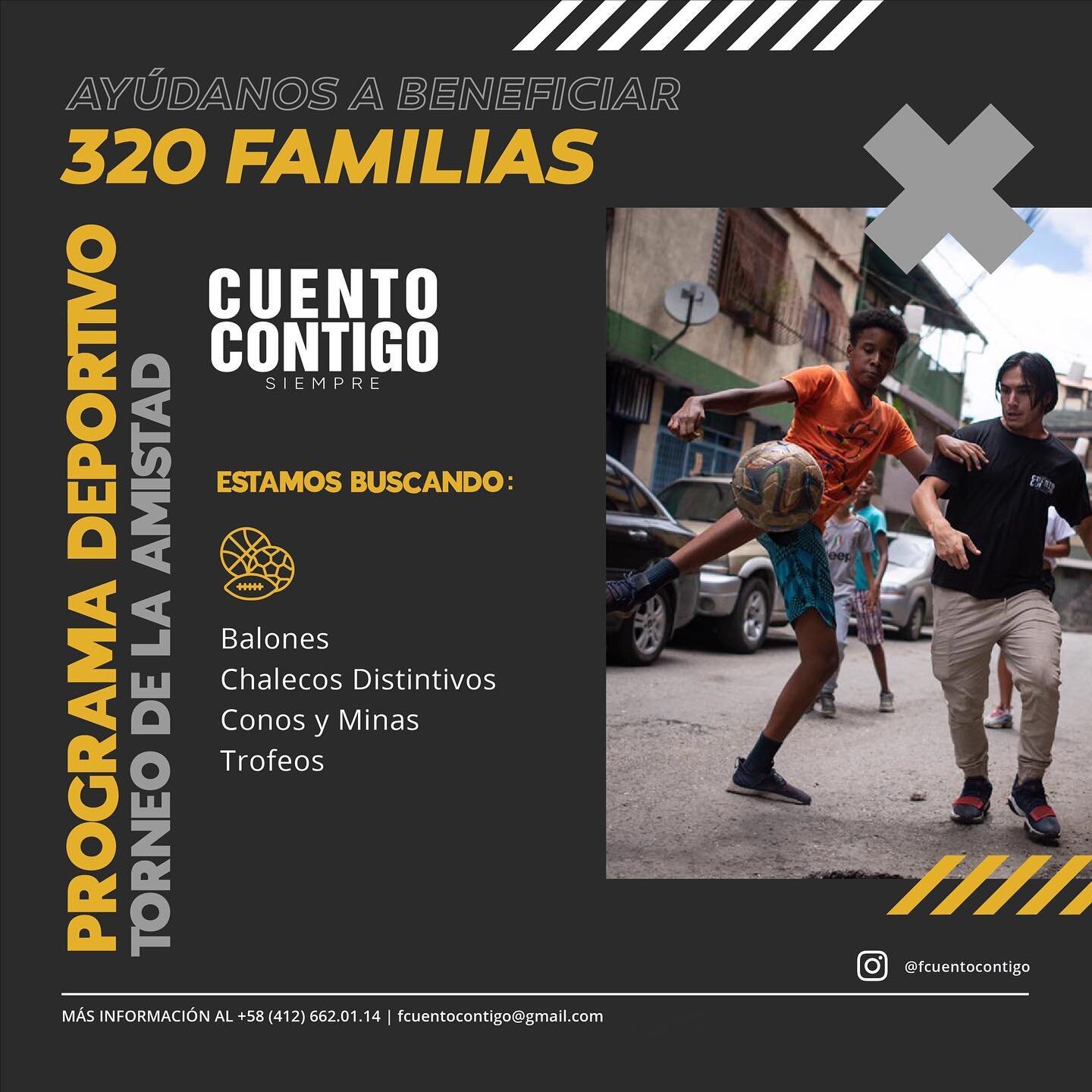 Nuestro programa deportivo en su primera fase, beneficia directamente a 320 familias, repercutiendo en mas de 600 ni&ntilde;os.👬👭👬👭👬👭👬

&iexcl;Necesitamos tu ayuda porque queremos ser muchos mas!➕

Para ayudarnos, &iexcl;Link en nuestra Bio! ?