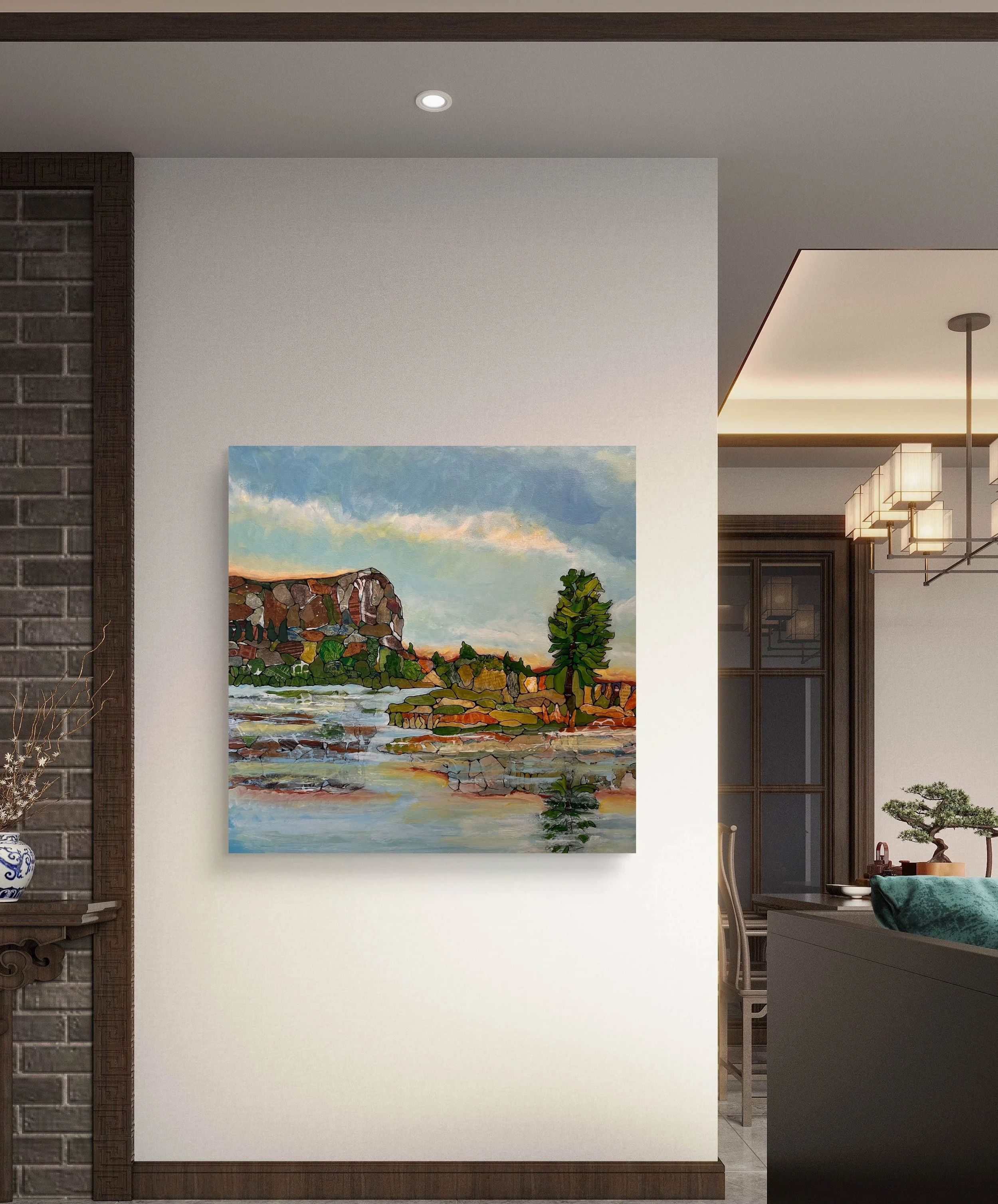 Torn Paper Landscape by Silvina Lanusse_72DPITorn Paper Landscape by Silvina Lanusse_ I left my fears on the shoreline 24x24_ interior.jpg