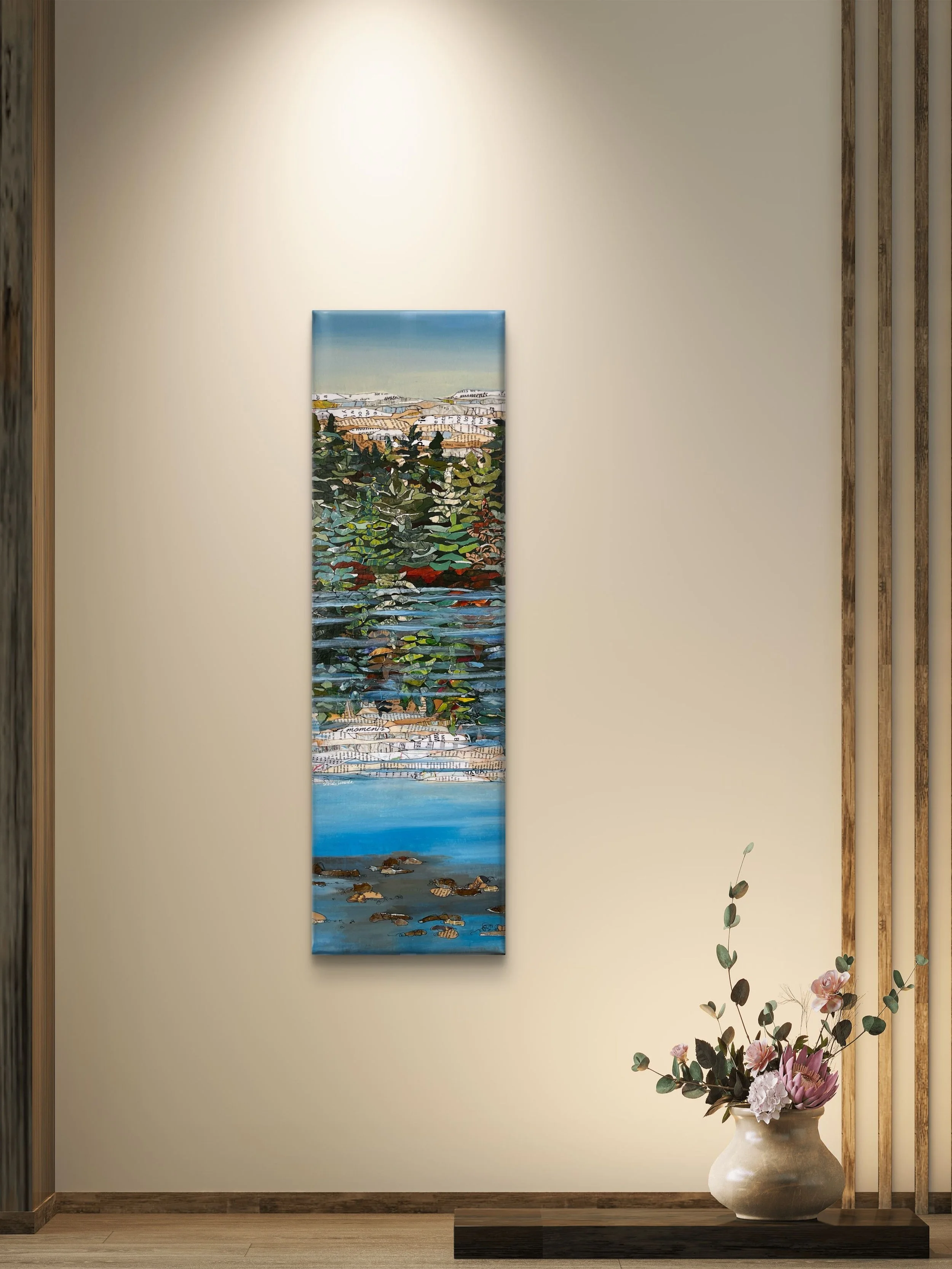 Silvina Lanusse_Moments_12x40_Mixed media collage_2026_setup.jpg