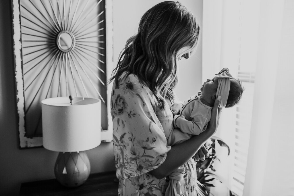 black and white in home newborn photography