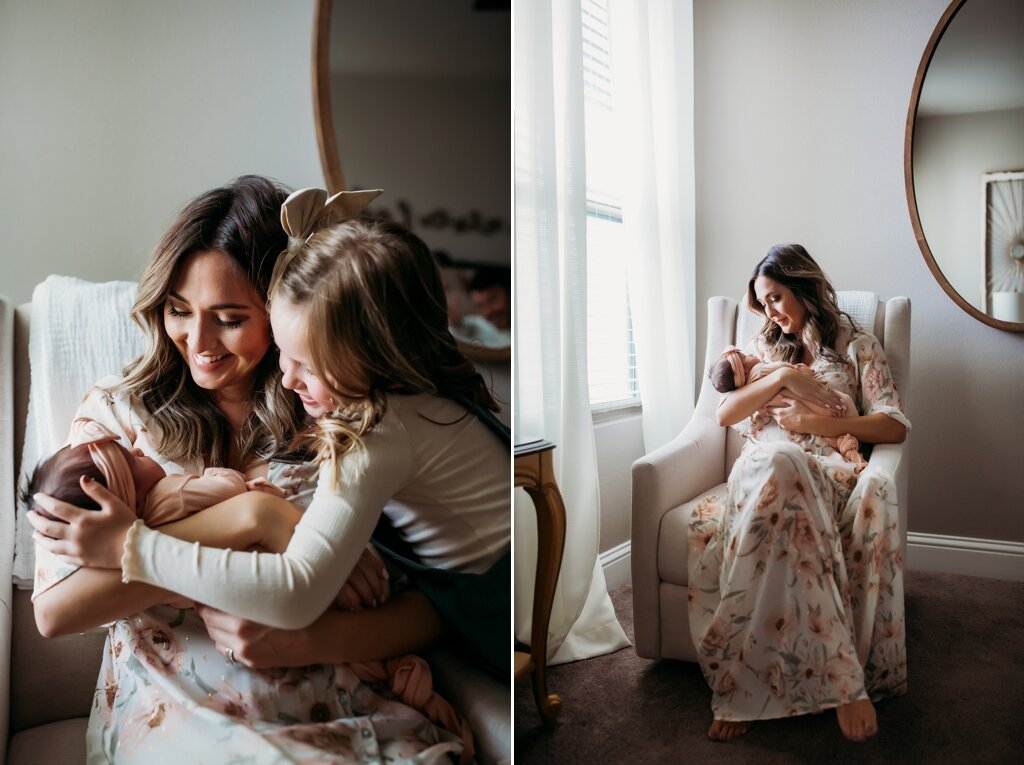 lifestyle newborn photography with natural window light