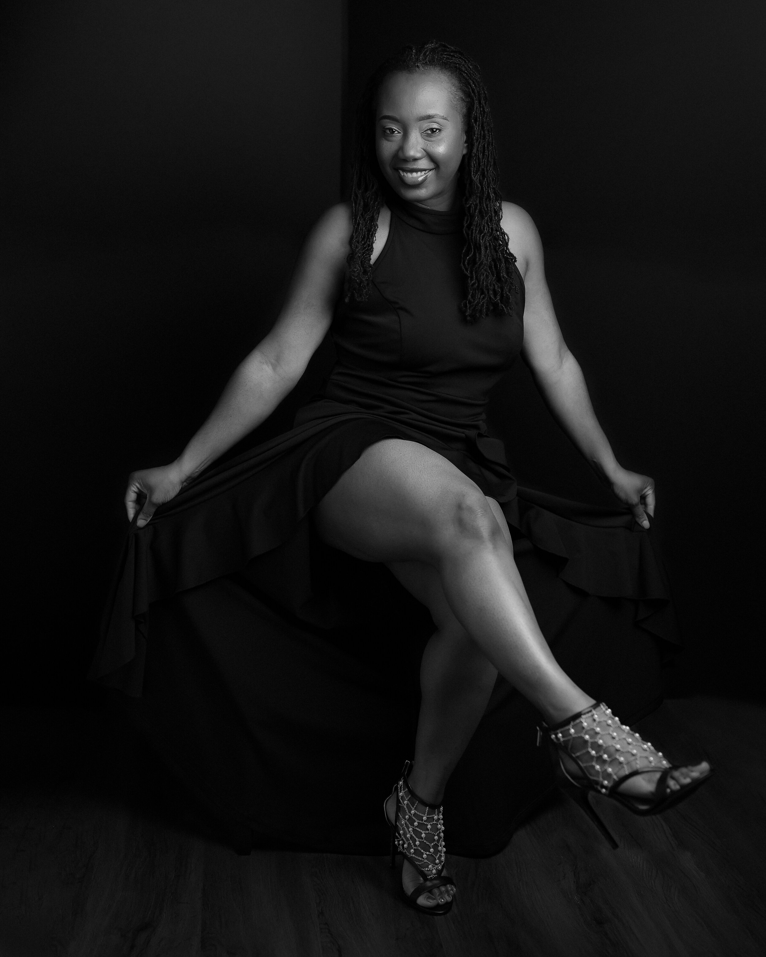 Eloquent black and white portrait of a beautiful black woman