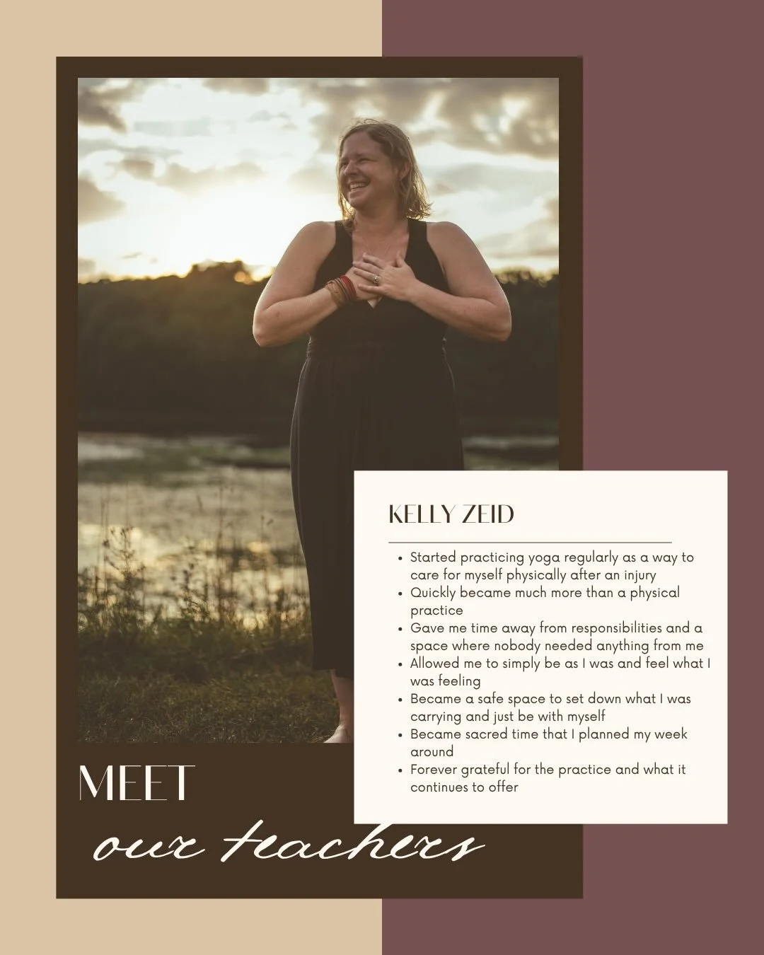 Kelly brings a kind of love to Ethos we all need ♡ 
You can find her teaching:
Mondays 5:30 slow flow &amp; 7:00 yin
Wednesdays 5:30 yin

FUN FACTS 🤍

♡ Favorite coffee order - Flat white with 3 raw sugars
♡ One thing I wish every student knew - You