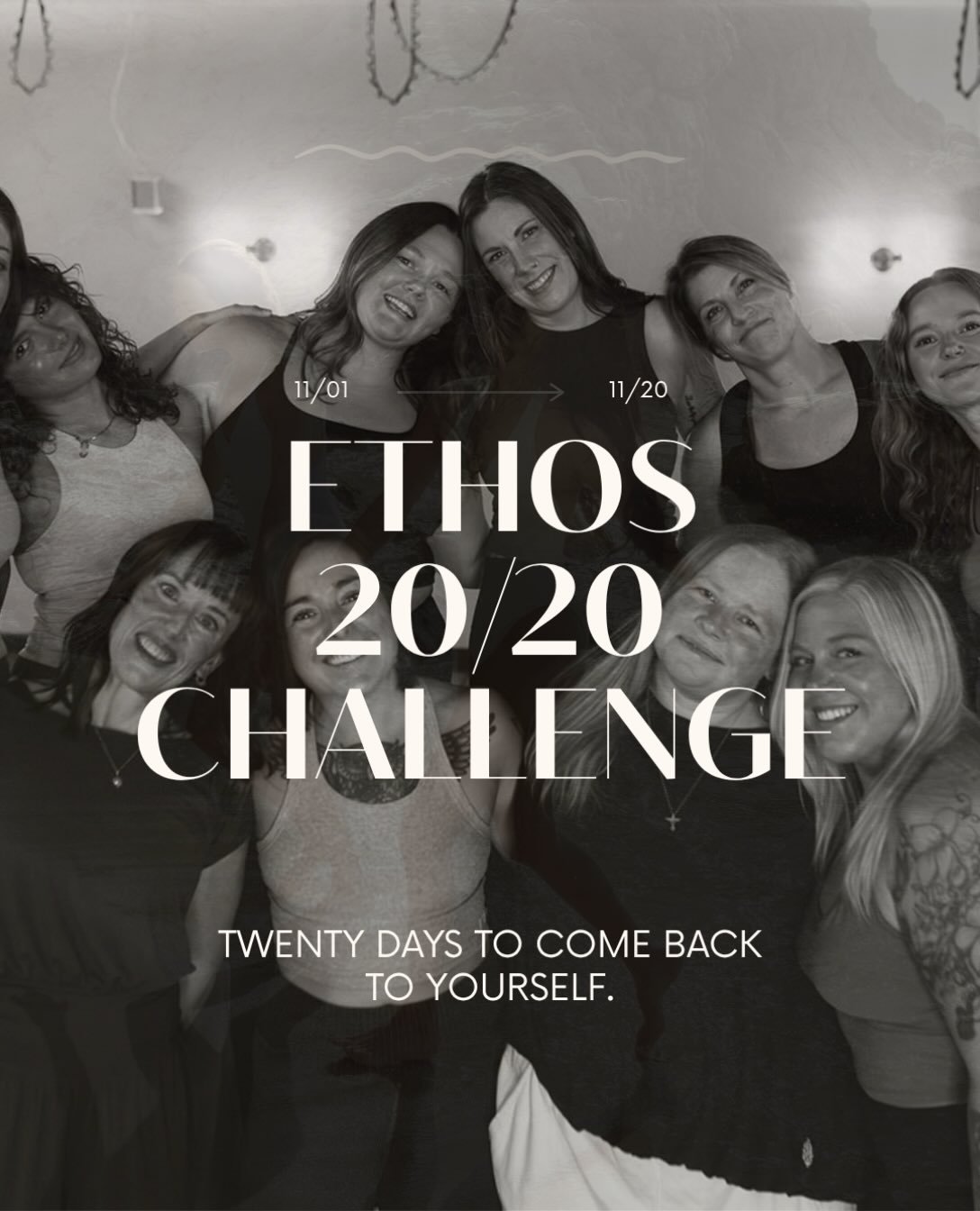 20 classes. 20 days.

HOW IT WORKS 
&bull; November 1&ndash;20 &bull; Take 20 yoga classes in 20 days &bull; You can stack classes and take more than one in a day &bull; Complete all 20 classes to be entered into a drawing for 6 months of free yoga 
