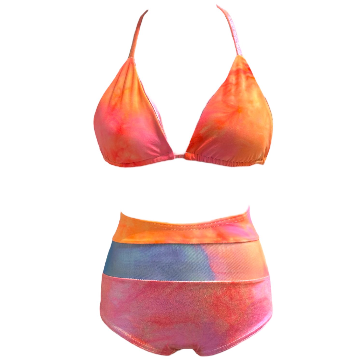 Belvett High Waisted Mesh Bikini Swimsuit Front View 2- Swim With Poppies.jpg