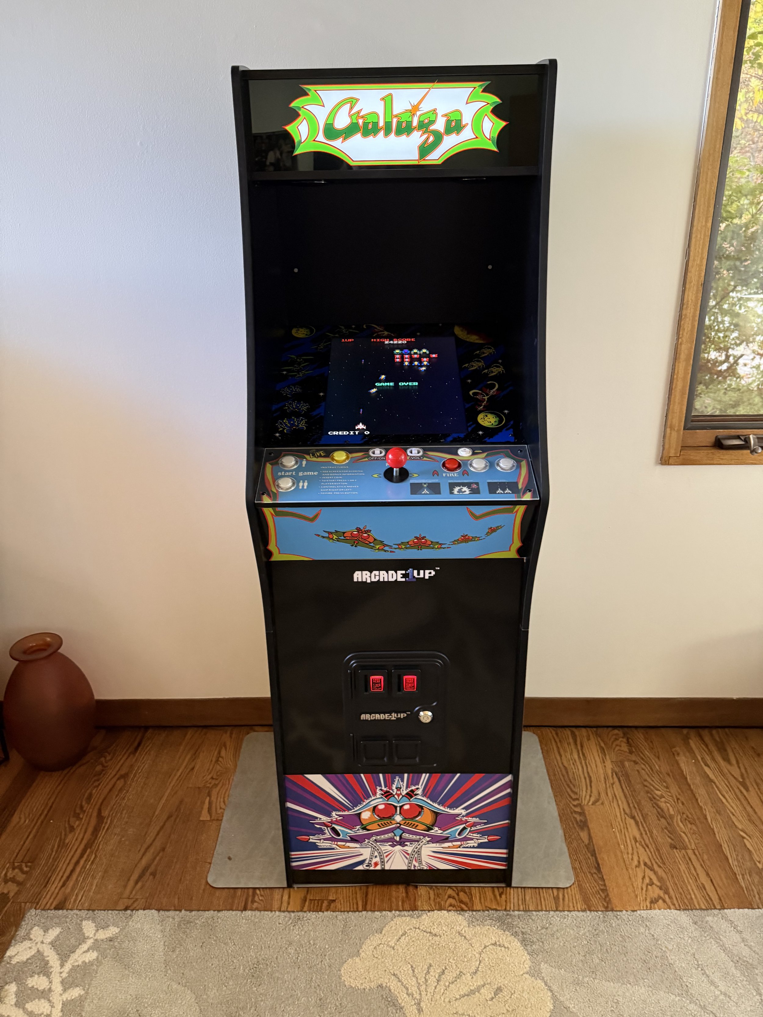 Retro arcade cabinet with classic video games