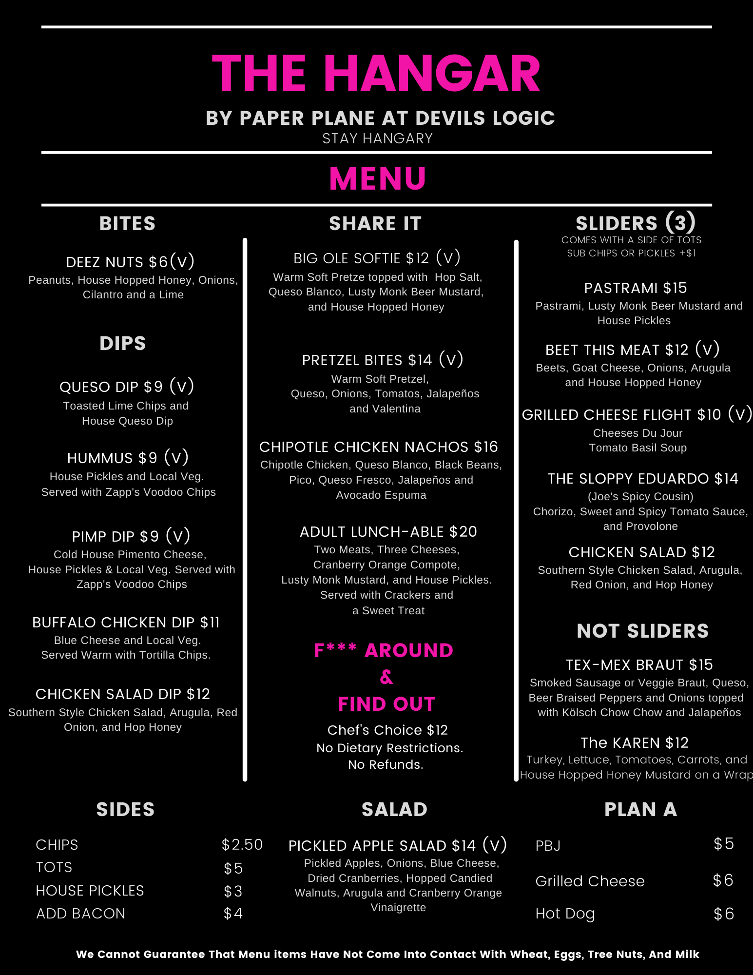 Menus — THE HANGAR
