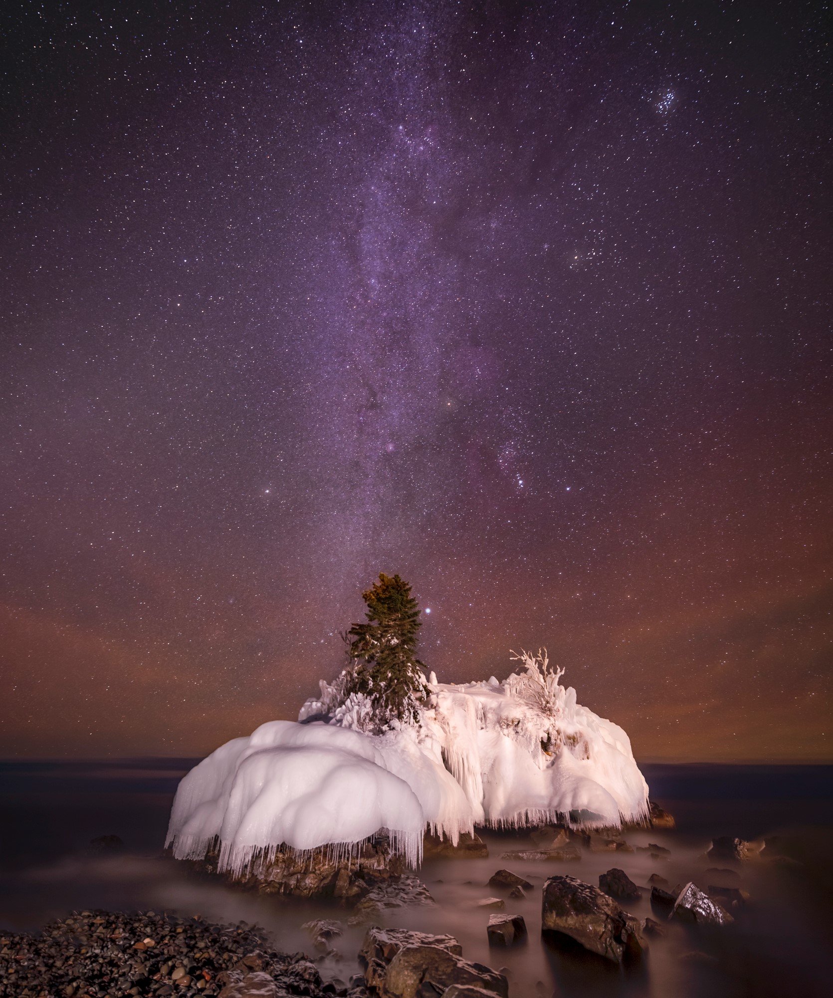 Winter Night at Hollow Rock by Marc Rassel