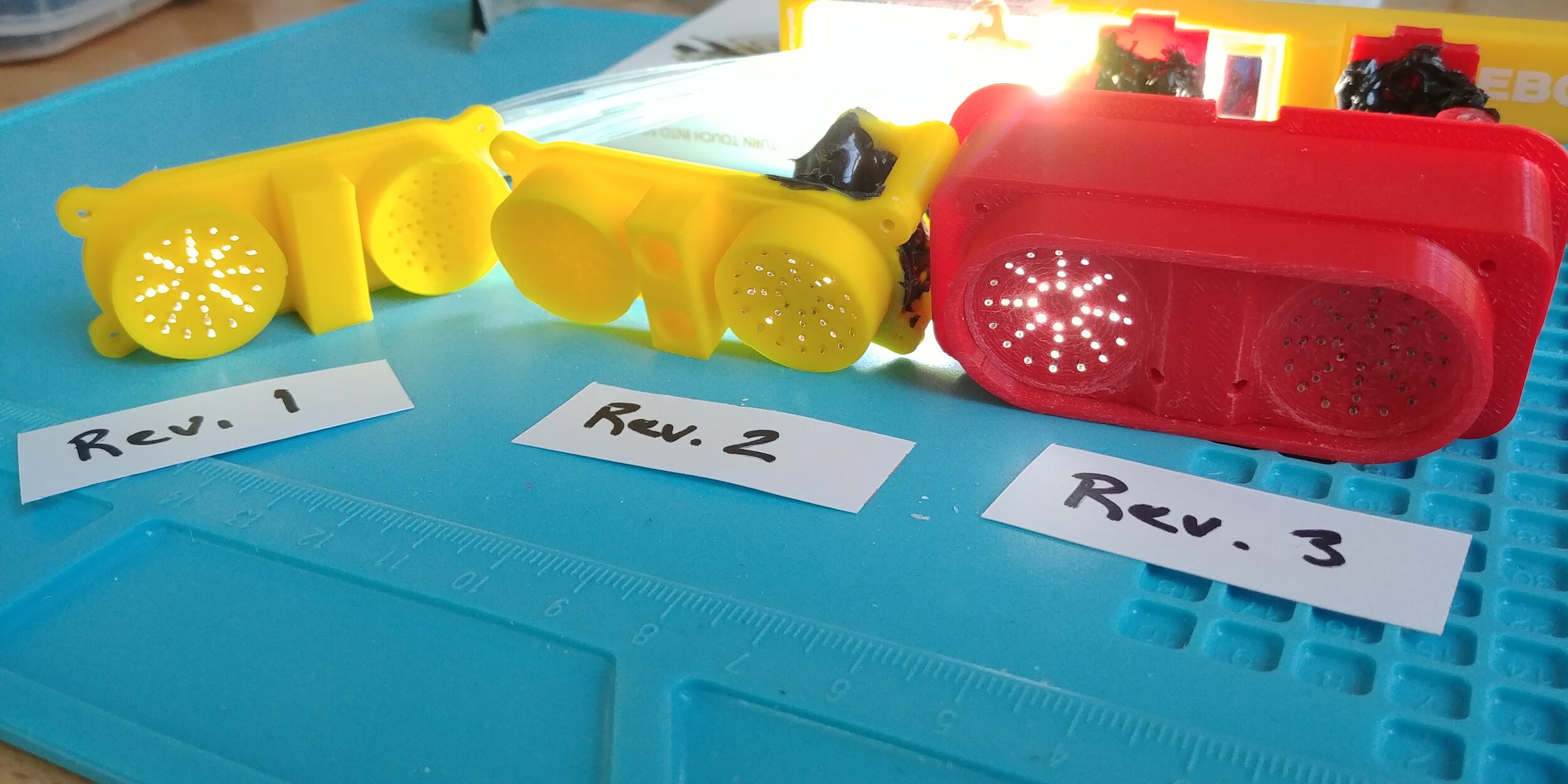 Prototype fiber optic eye designs.
