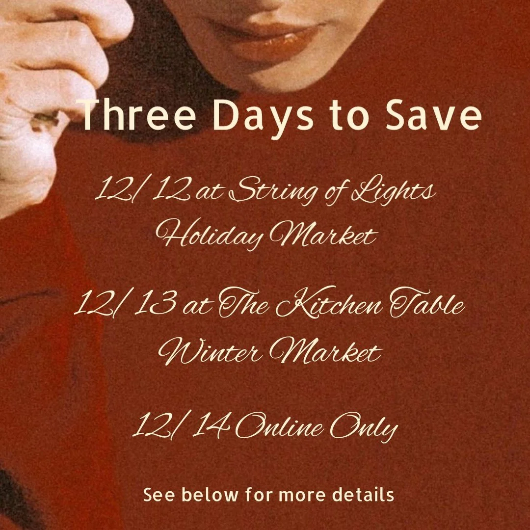 STARTS TODAY!

Please enjoy $9 off of almost everything in stock!

Remember that this will be our final sale of the year!

12/12 Come visit us in person at String of Lights Holiday Market from 3-9 at the Santa Fe Farmer&rsquo;s Market Pavillion

12/1