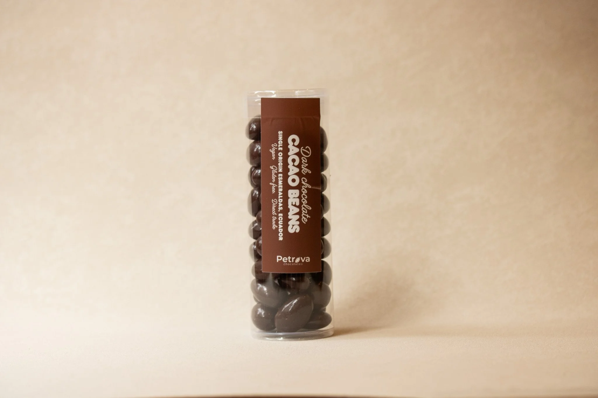 Cacao beans in 55% dark chocolate