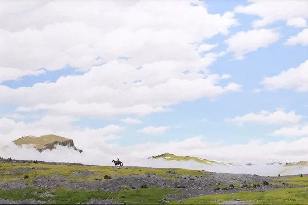 LONE RIDER ON GLACIER PASS