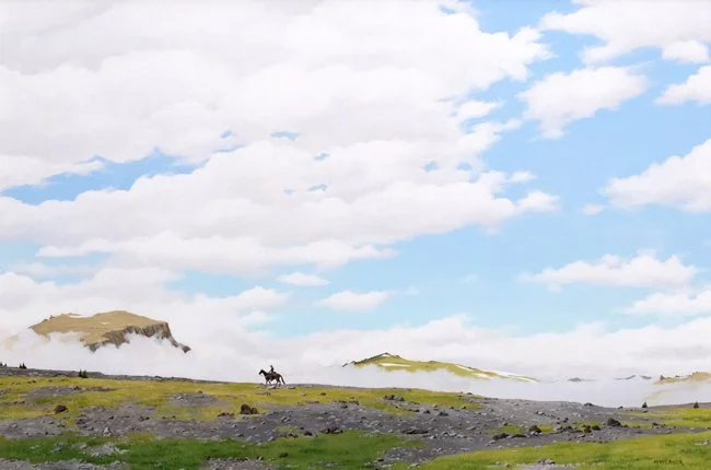 LONE RIDER ON GLACIER PASS