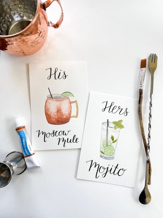 His and Hers Signature Cocktail Signs