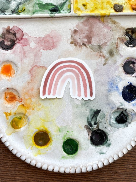 Pink Rainbow Watercolor Sticker