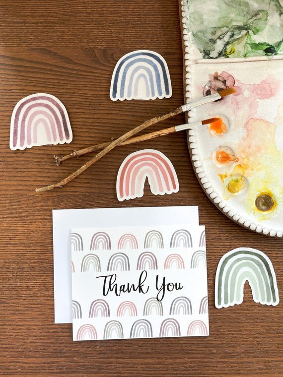 Cute Rainbow Sticker and matching card