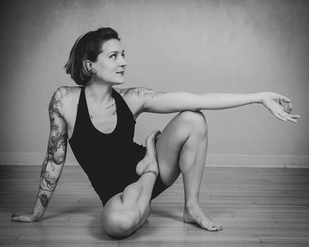 Jessica Stickler B&W yoga photo