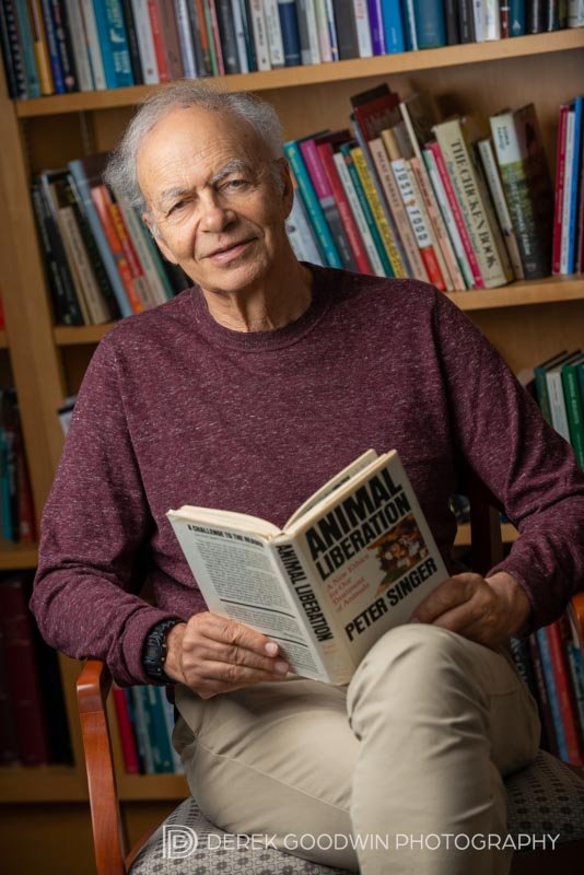 Peter Singer Seated with Animal Liberation