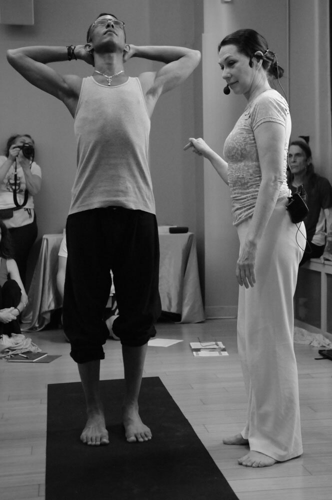 Sharon Gannon demoing with Louis Davilla at the Yoga Assists workshop at Jivamukti NYC