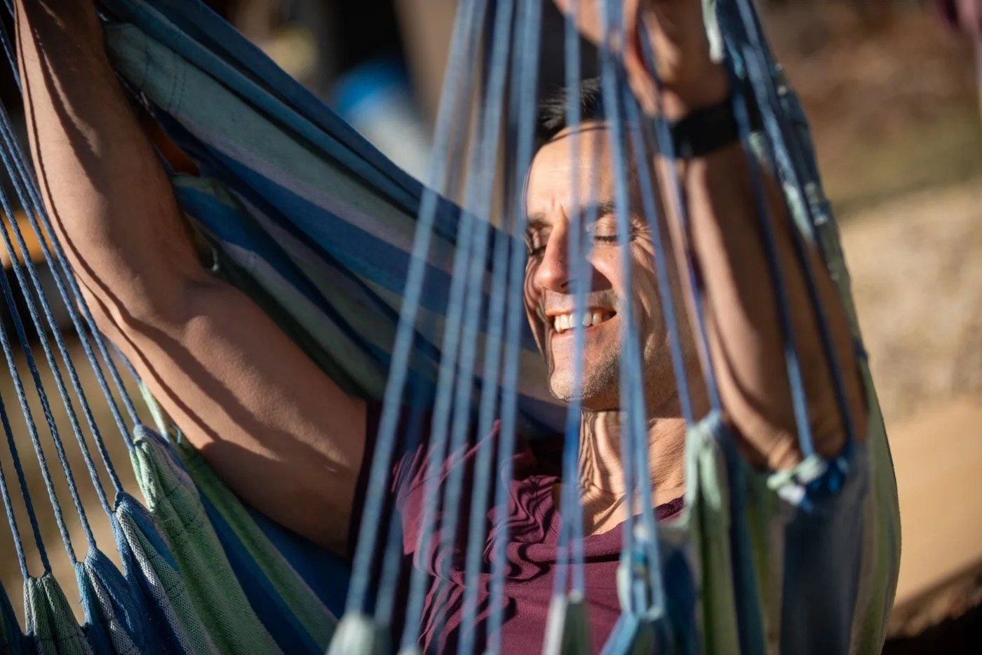 Travis Richardson of Be Well Asheville in hamock