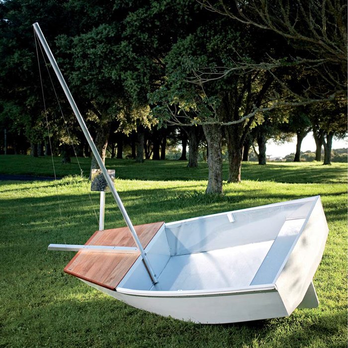 Chris Hargreaves, Deserted Vessel: Sanctuary, aluminium, acrylic perspex, laminated timber, 2500mm x 2700mm x 1200mm