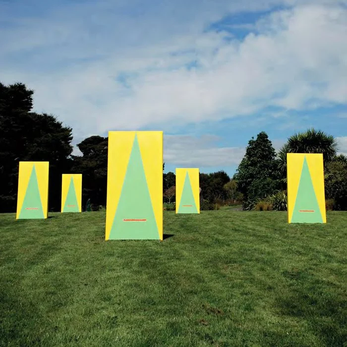 Lgop co-op (Suza, Warwick Bell, Isaac McCormick), Project Zeltsitz in Gondwana, steel, aluminium, stretch fabric, signage, 20m x 8m (approx)