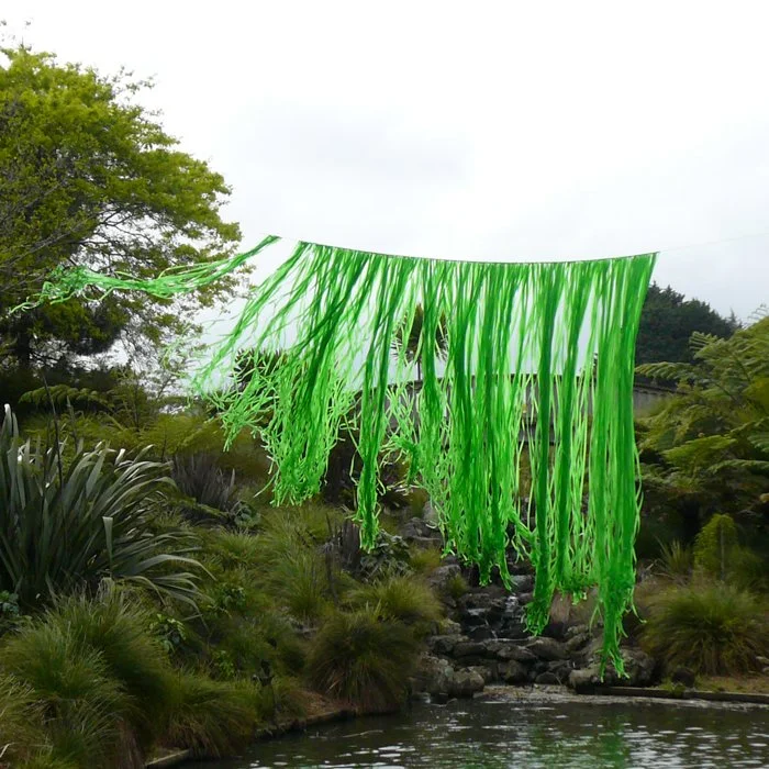 Gaye Jurisich, Screen, green plastic, cable wire, swages, 5000mm x 4000mm