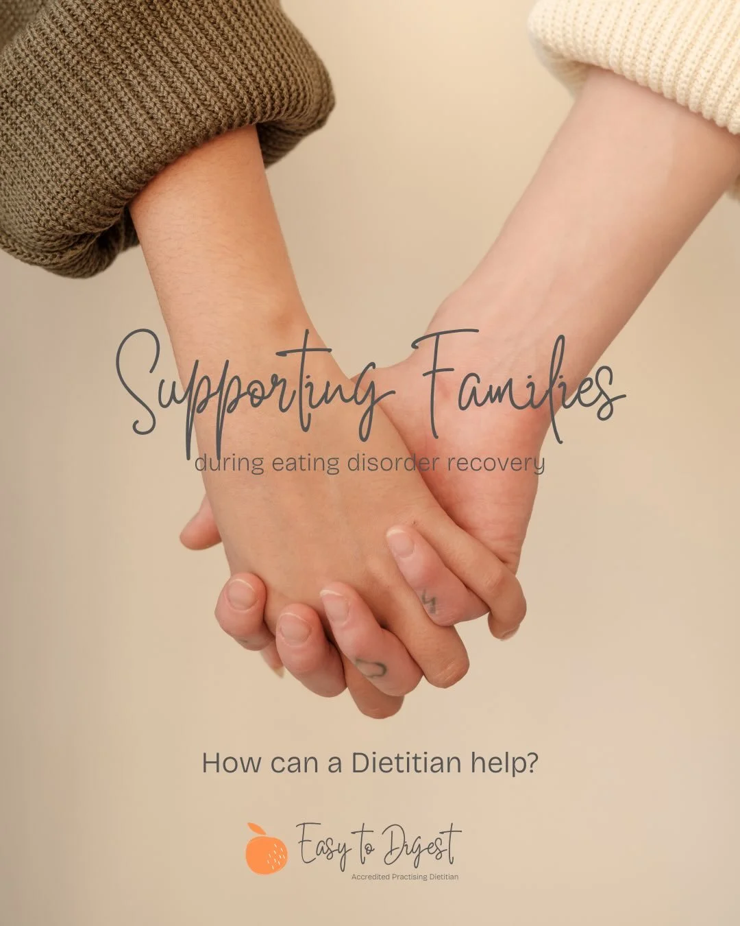 Supporting and caring for a loved one experiencing an eating disorder can be challenging and distressing for family and supports. A dietitian, as part of a broader team, can be a part of that support network for carers.

Please don&rsquo;t hesitate t