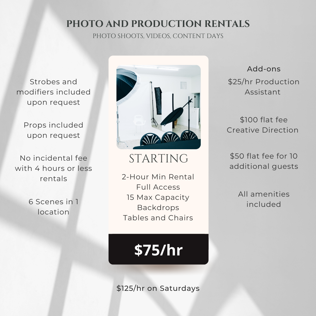 Baltimore Photo Studio Rental Pricing