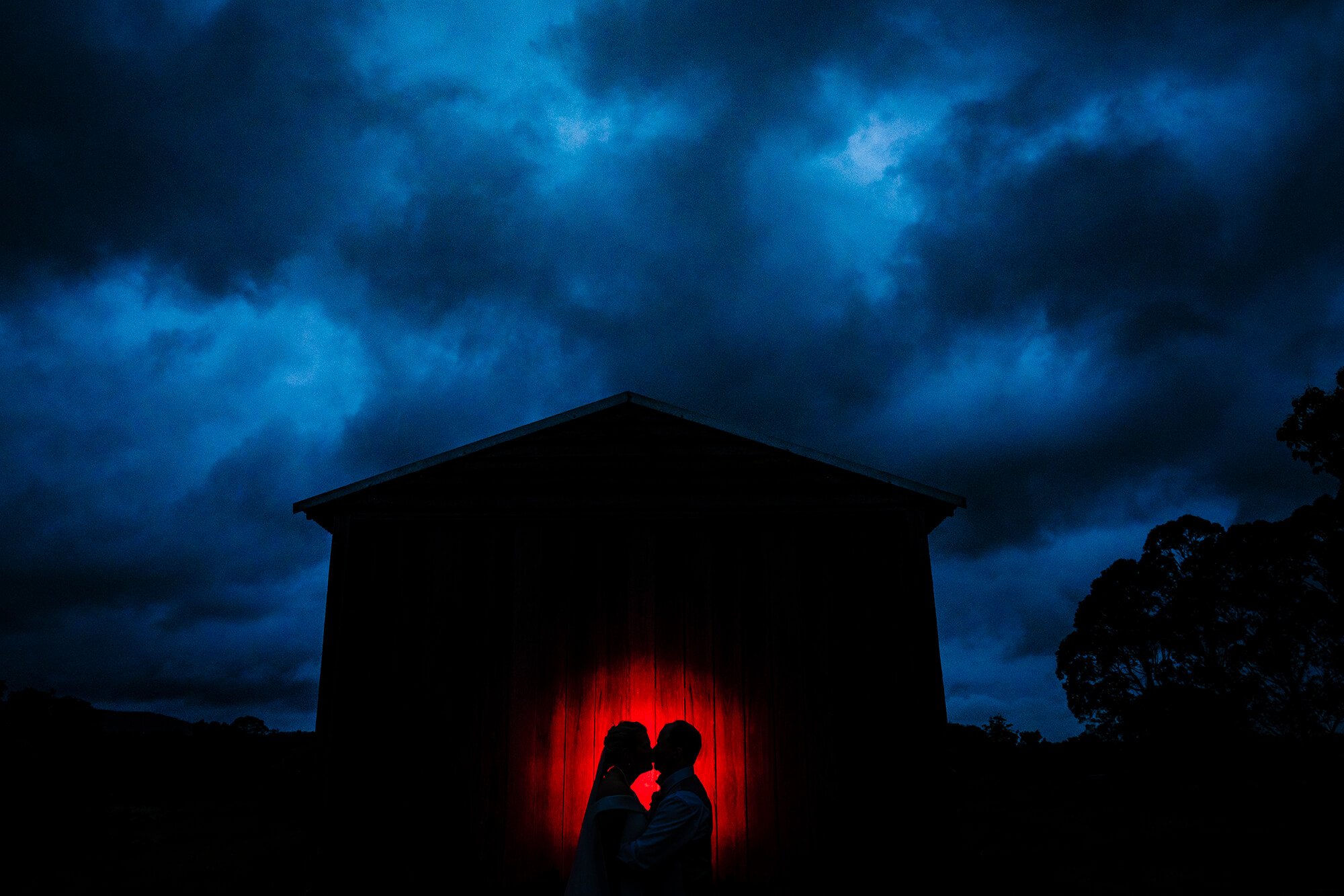 Wedding photo at night