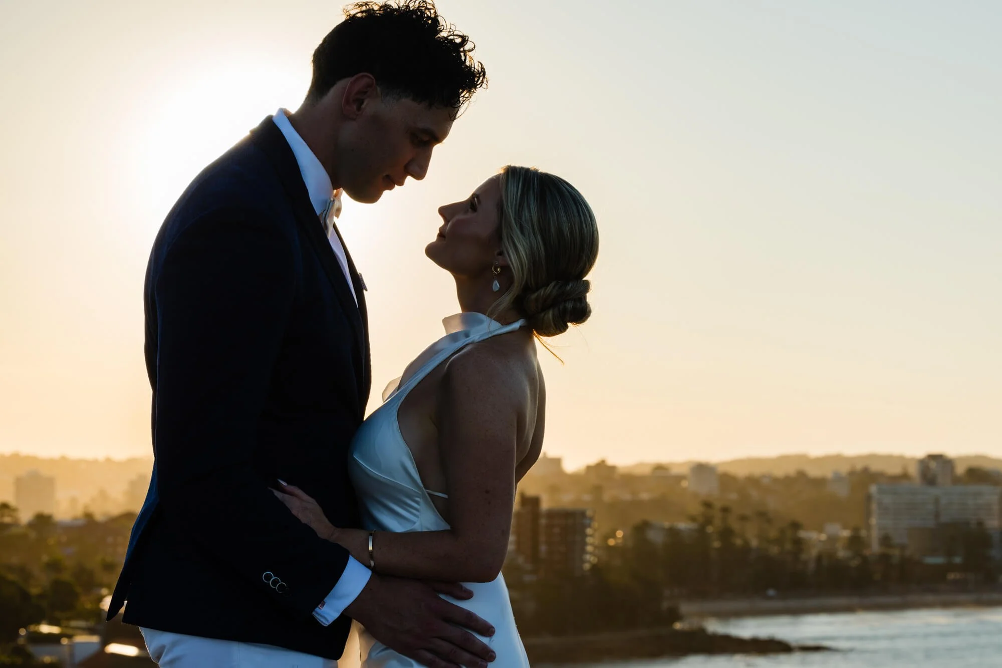 bride and groom silhouette Manly