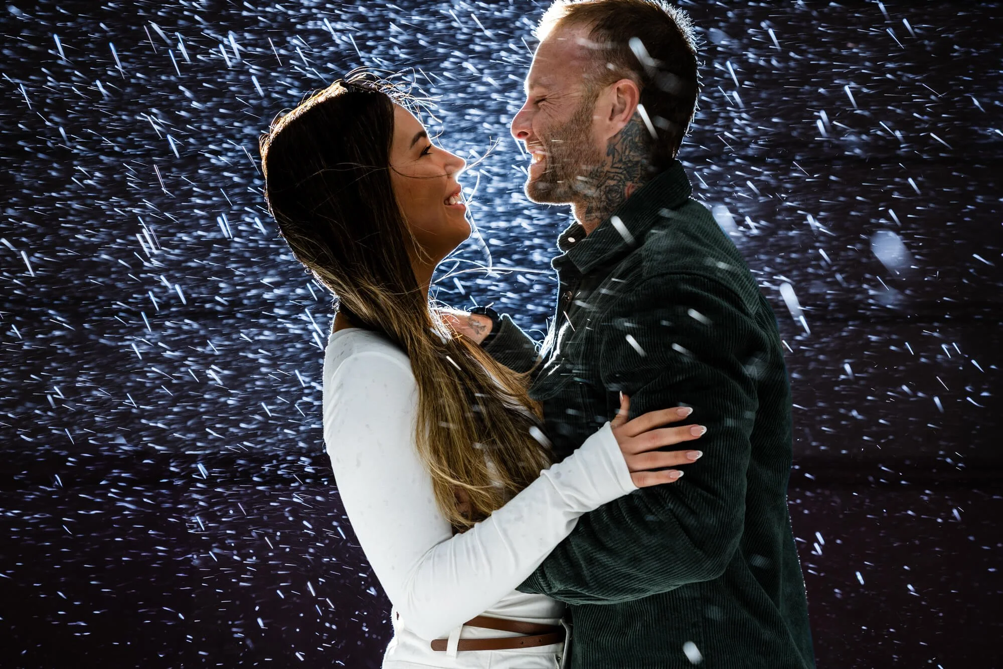 Couple under the rain in Newcastle