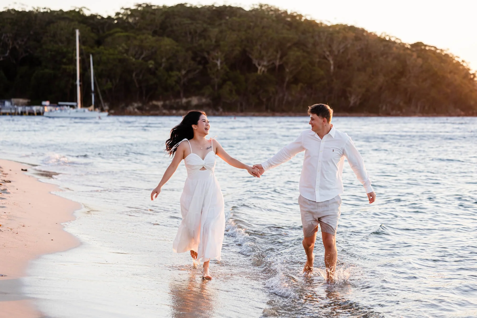 Running on beach after proposal