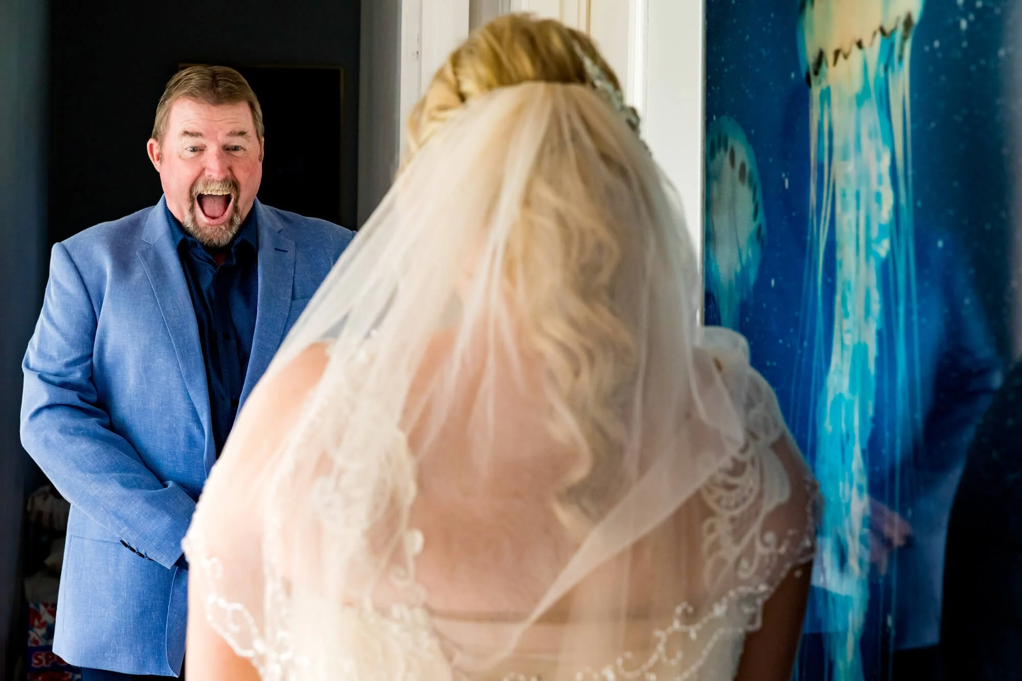 Candid father of the bride reaction