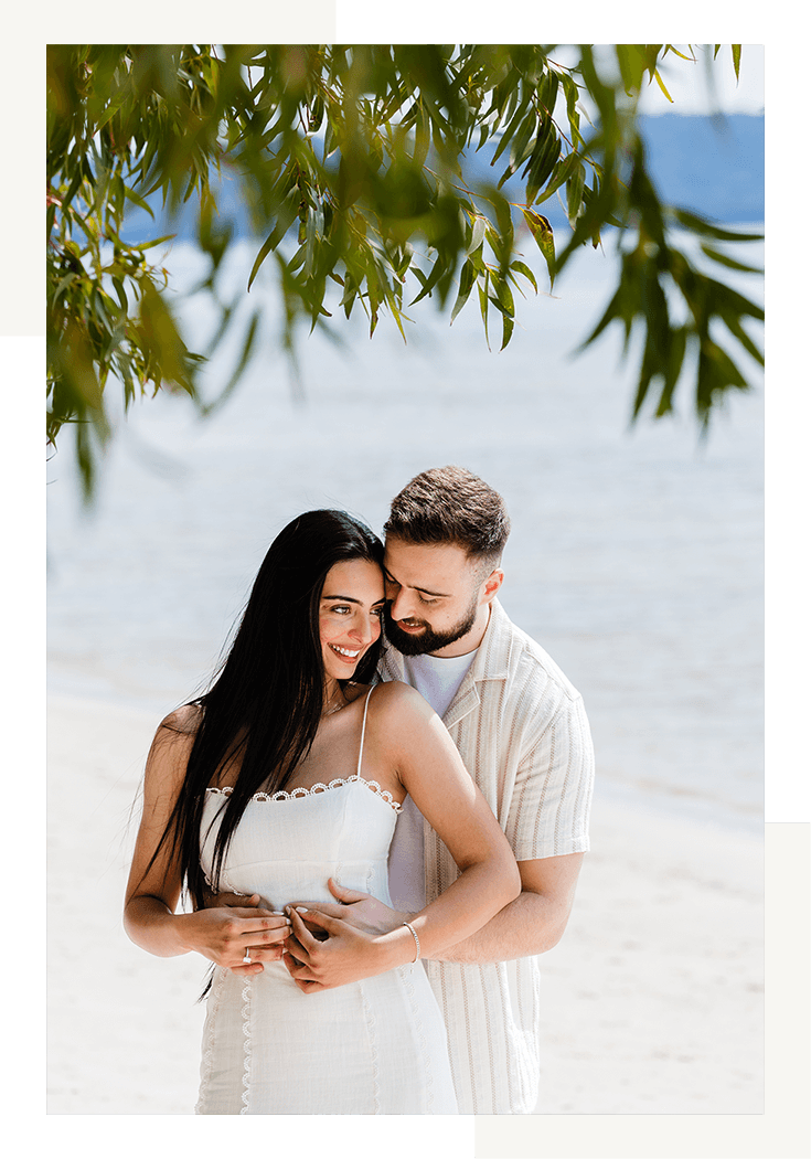 Couple photoshoot during a proposal on Bagnalls Beach in Port Stephens