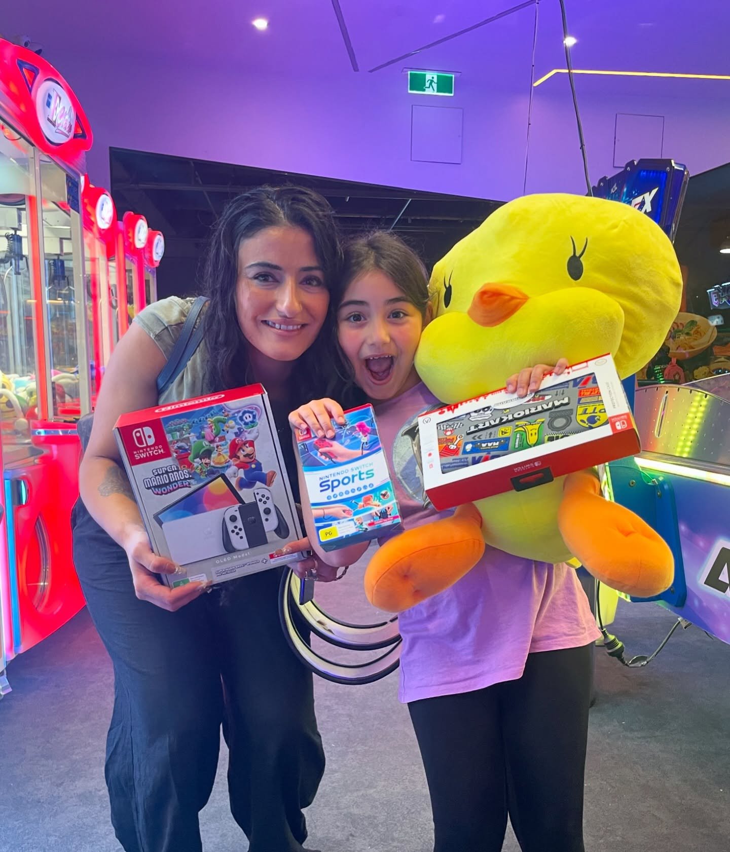 Our latest lucky winners taking home this Nintendo Switch bundle and Tweety bird plush 💜🙌

Come in and see if you&rsquo;re game enough to WIN!
