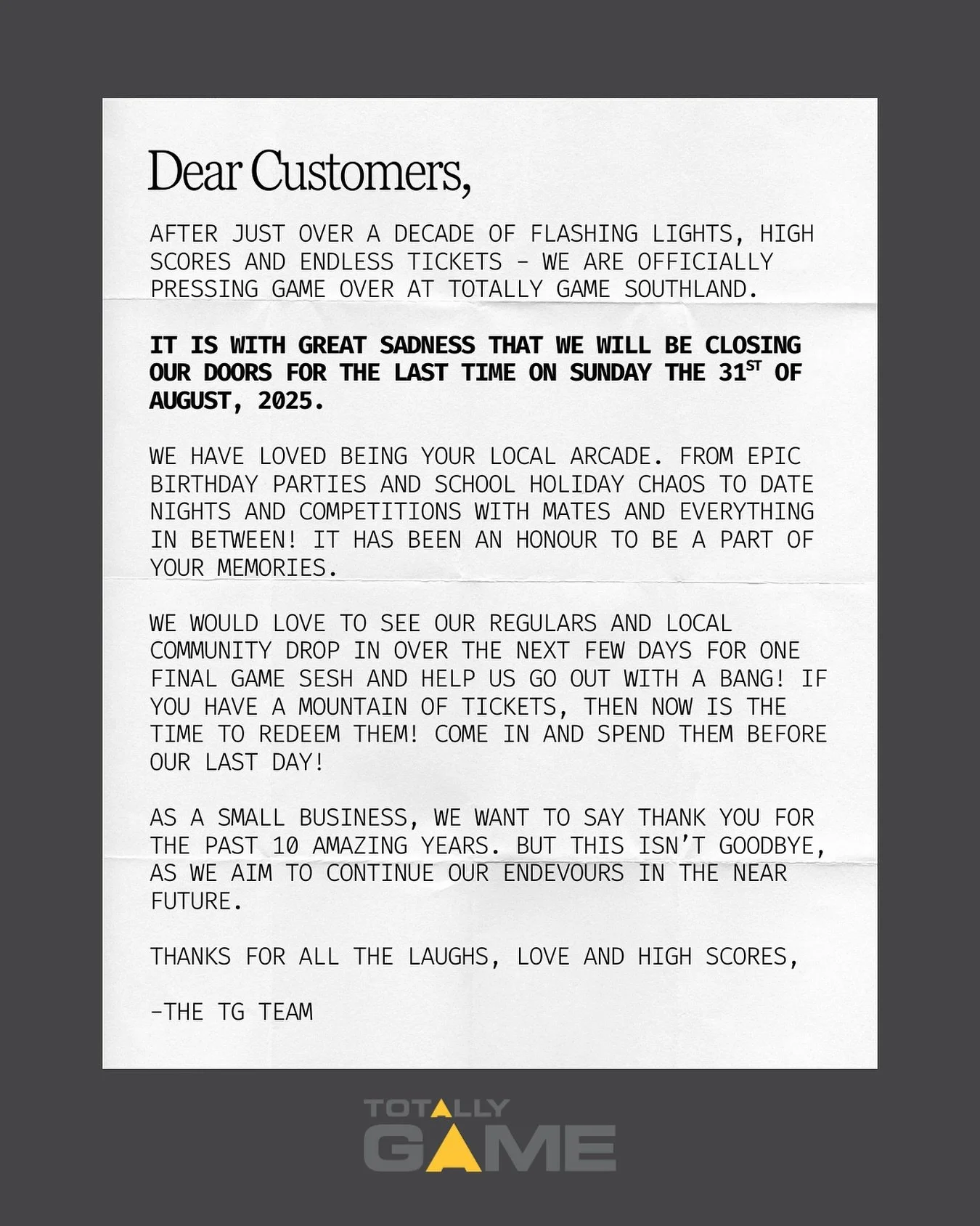Important notice from the TG team 💛