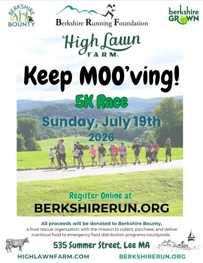 🐄🏃&zwj;♀️Coming up soon from our friends at @highlawnfarm! Their annual Keep MOO'Ving 5K race is happening this Sunday, July 19, in Lee, MA.

Register online at Berkshirerun.org. All proceeds will be donated to @berkshire_bounty to help them in the