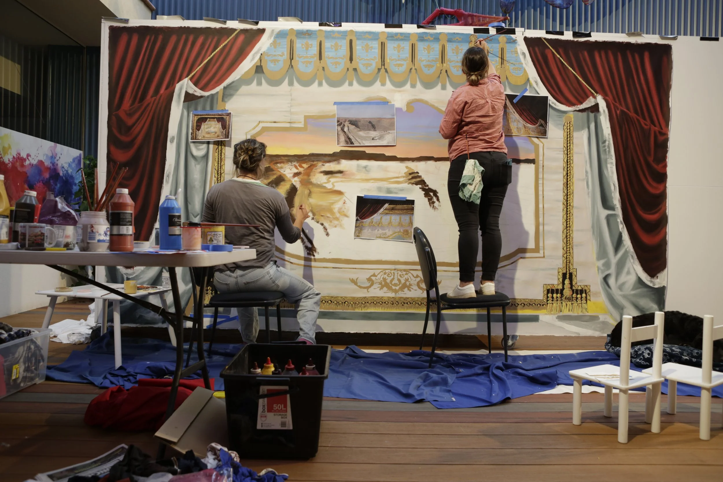 3 Painting the Curtain with Nasanya Ling.JPG