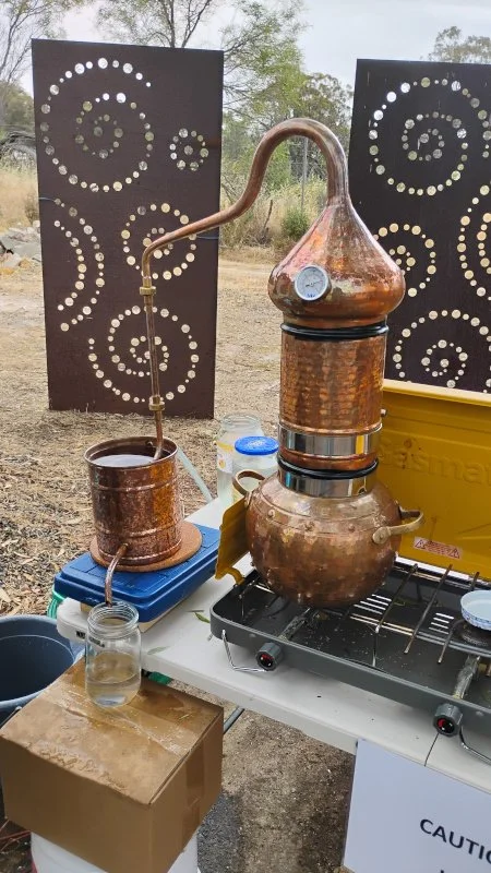 Fig 20 Field distillation at Seabrook Aboriginal Corporation NAIDOC celebrations, Brookton, image courtesy of Rebecca Luck 
