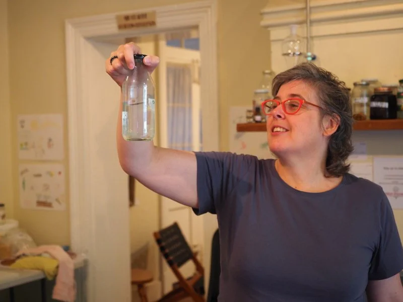 Fig 37 Tarsh examining a Scents of Beverley hydrosol, BSA, image courtesy of Rebecca Luck 