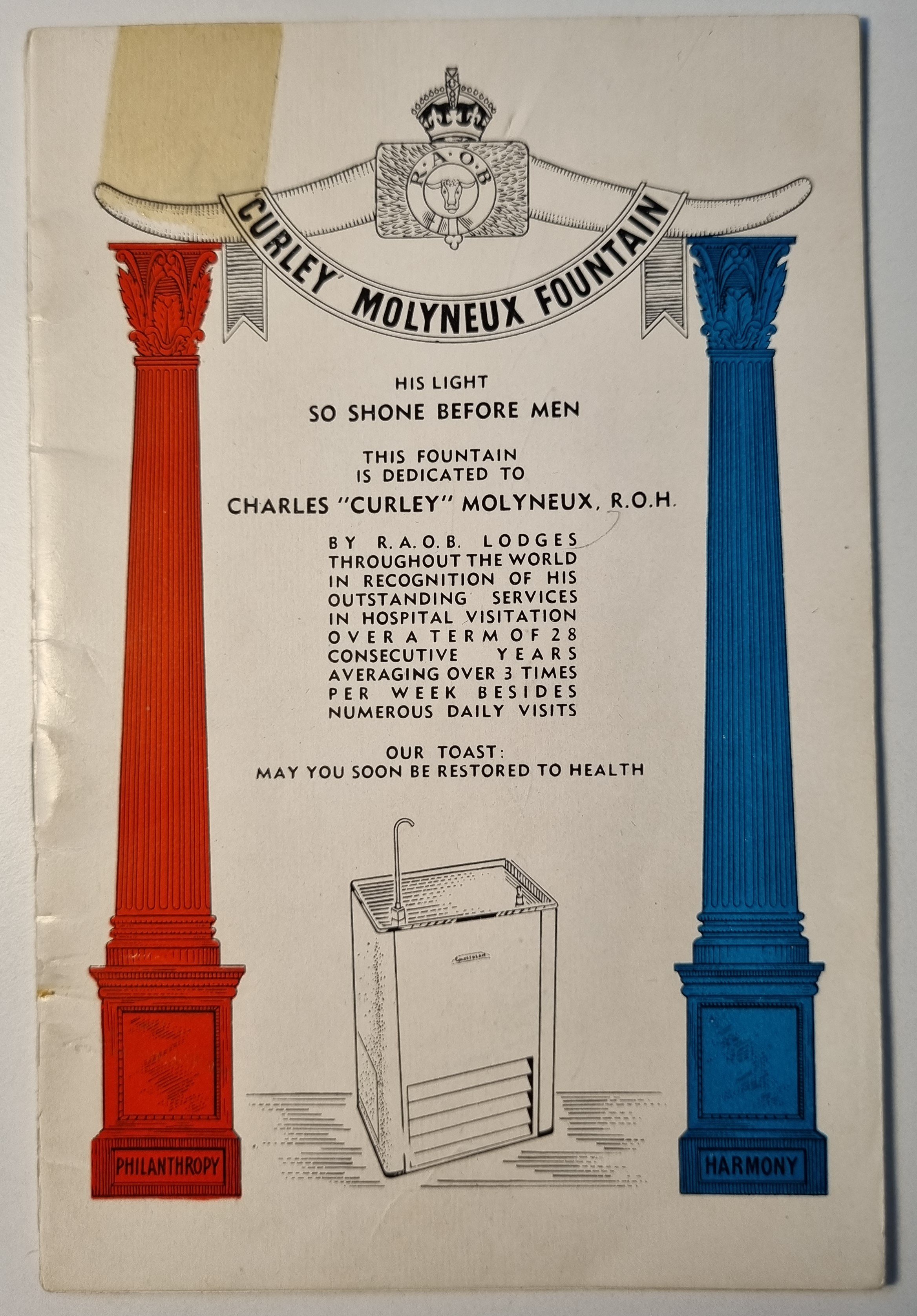 The booklet published to commemorate the Curley Molyneux Fountain. Source_Freopedia.jpg