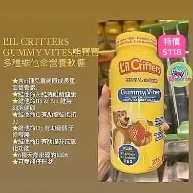 LIL CRITTERS GUMMY VITES 熊宝宝多种维生素营养软糖