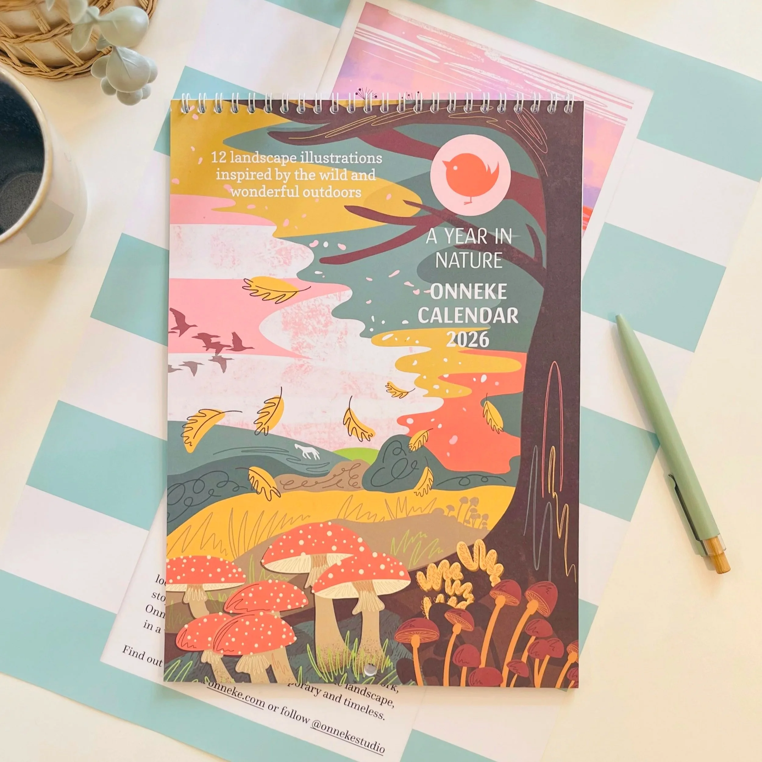 2026 Wall Calendar A Year in Nature Planner Coastal Landscape Double Page Calendar A4 Recycled