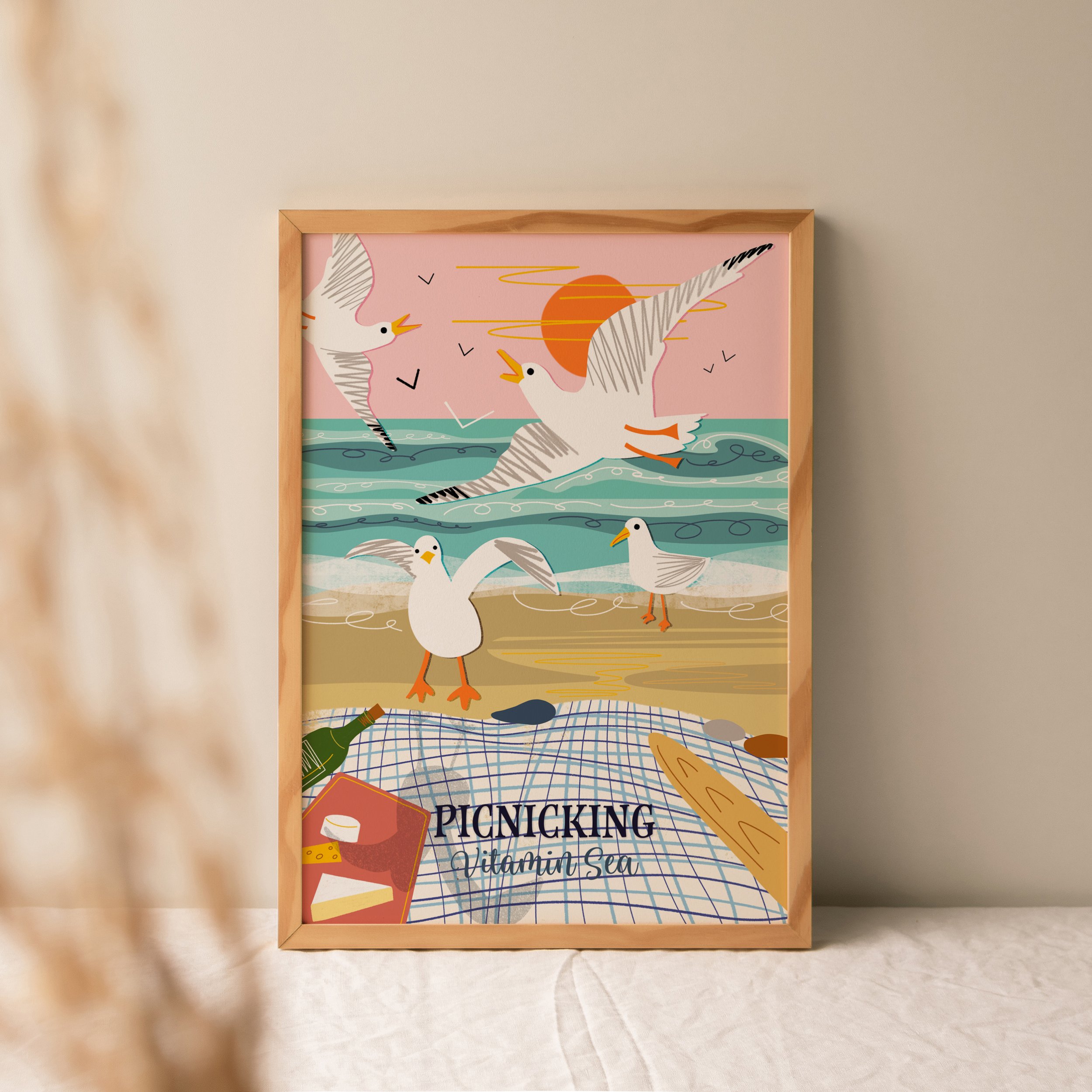 Picnicking A4 Coastal Picnic Art Print Vitamin Sea Collection