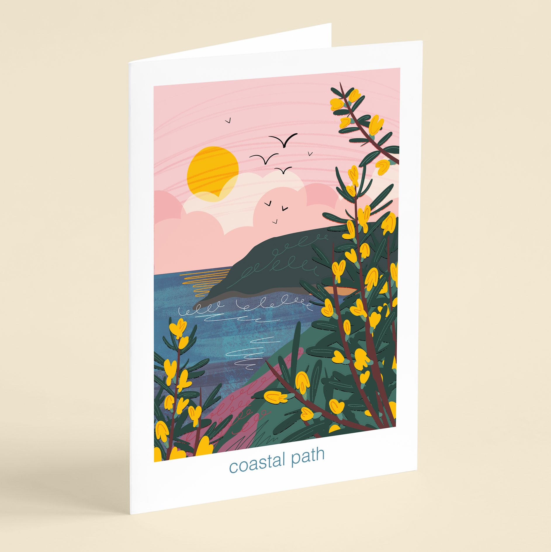 Coastal Path - Sunset Cliffside Greeting Card | Let’s Go Outside Collection
