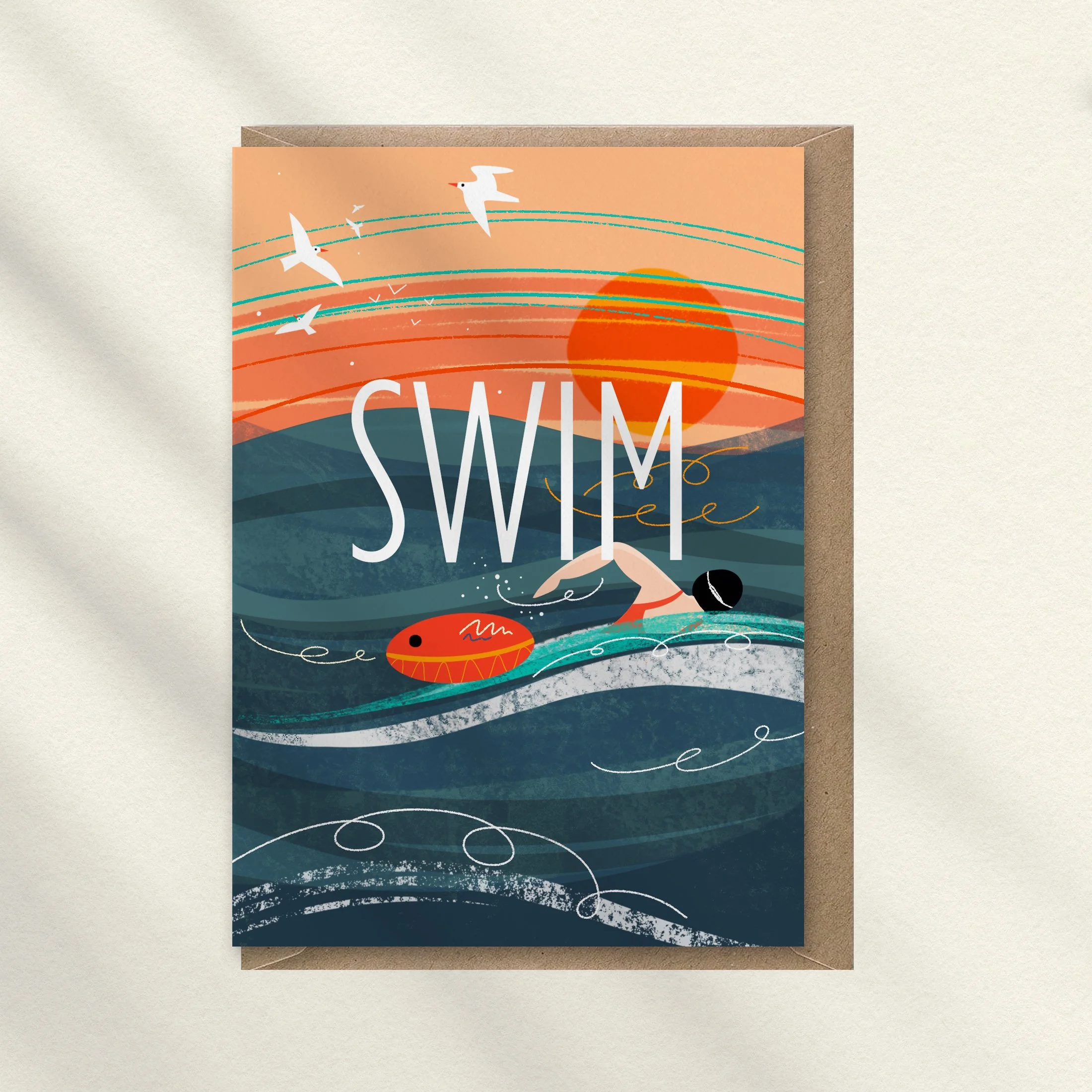 Swim greeting card