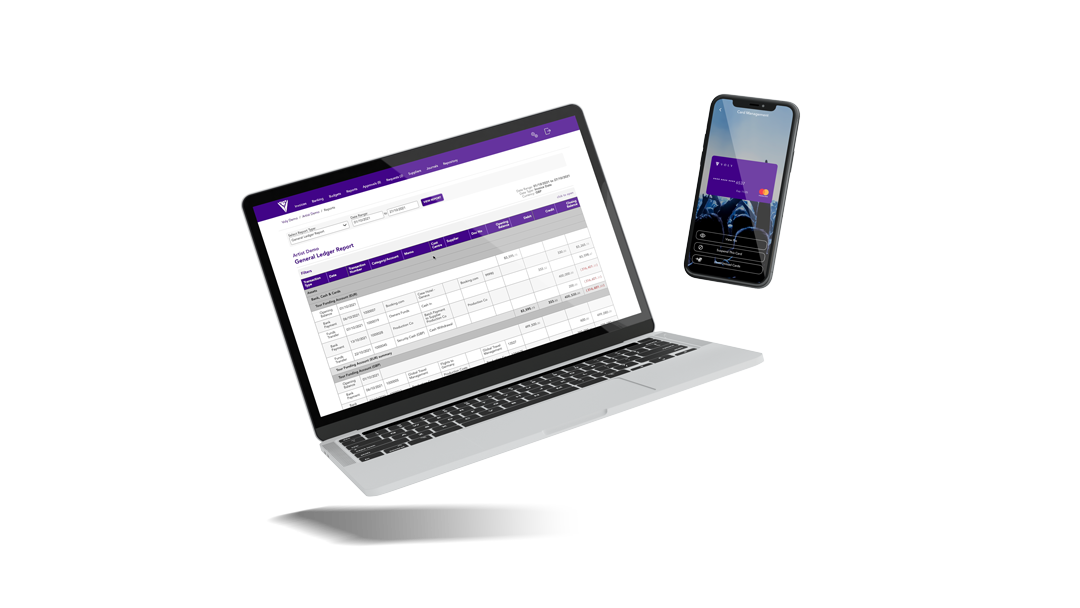 Laptop and smartphone displaying dashboard and login screen.