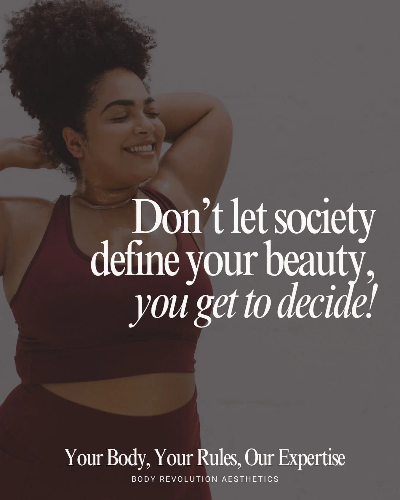 Don&rsquo;t let trends, timelines or unrealistic standards tell you how you should look.

Your body isn&rsquo;t a problem to fix.
It&rsquo;s something to care for, honour and support.

At Body Revolution Aesthetics, we believe in choice-led beauty &m