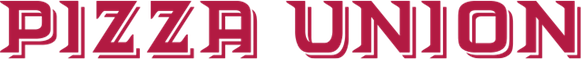 Logo of Pizza Union with bold pink text on a dark background.